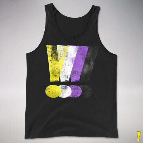 Nonbinary Pride Grunge Exclamation Points Premium Tank Top - Black